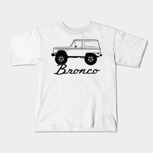 1966-1977 Ford Bronco Side, w Tires, Black Print Kids T-Shirt